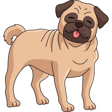This cartoon clipart shows a pug dog illustration.