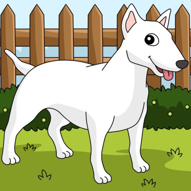 This cartoon clipart shows an American Pit Bull Terrier Dog illustration.