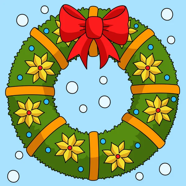 Cartoon Clipart Shows Christmas Wreath Illustration — Archivo Imágenes Vectoriales