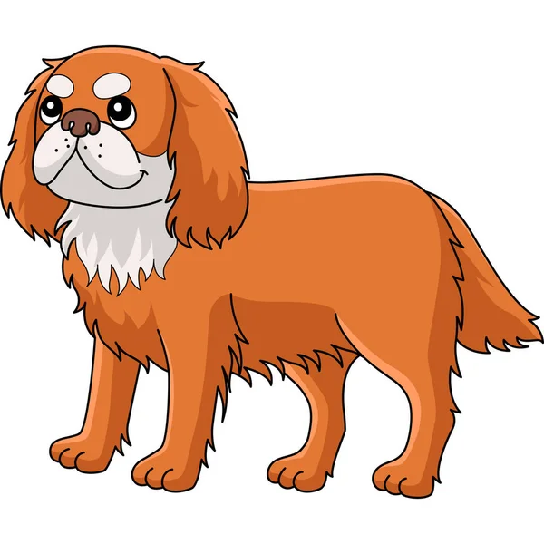 This cartoon clipart shows a King Charles Spaniel Dog illustration.