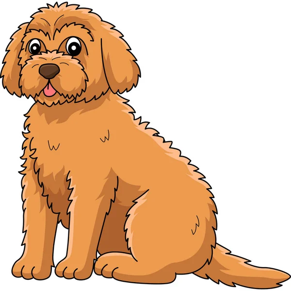 Cartoon Clipart Shows Goldendoodle Dog Illustration — 图库矢量图片