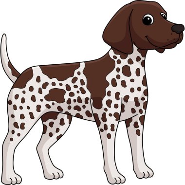 This cartoon clipart shows a German Shorthaired Pointer Dog illustration.