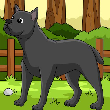 This cartoon clipart shows a Cane Corso Dog illustration.