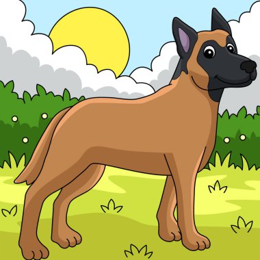 This cartoon clipart shows a Belgian Malinois Dog illustration.