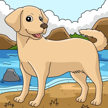 This cartoon clipart shows a Labrador Retriever Dog illustration.