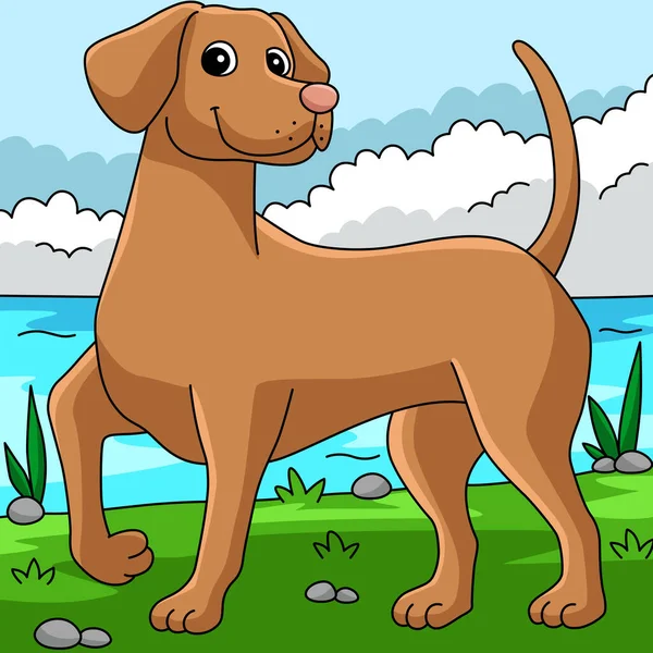 Cartoon Clipart Shows Vizsla Dog Illustration — Stockvector