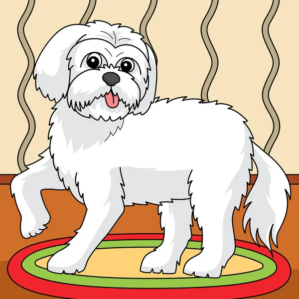 Cartoon Clipart Shows Maltese Dog Illustration — Stock Vector