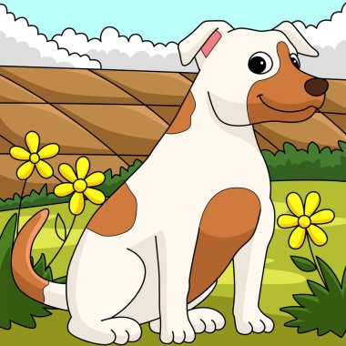 This cartoon clipart shows a Jack Russell Terrier Dog illustration.
