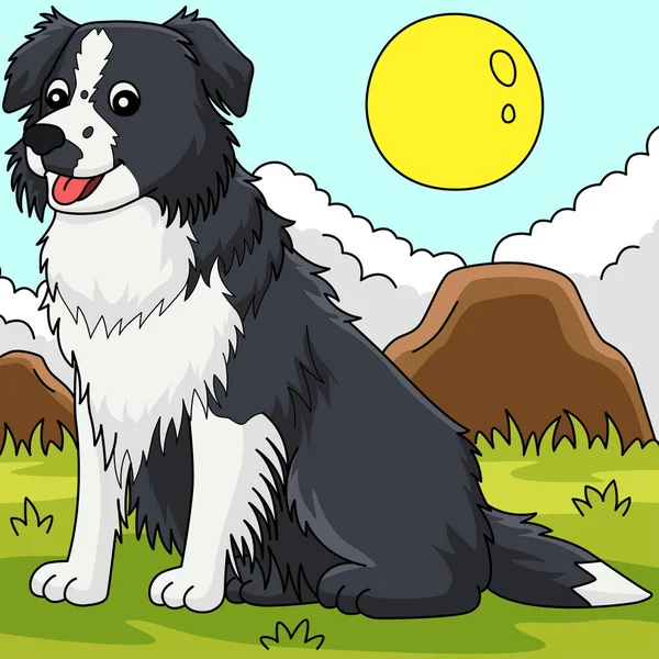 Cartoon Clipart Shows Border Collie Dog Illustration — Vetor de Stock