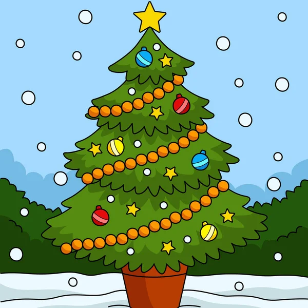 Cartoon Clipart Shows Christmas Tree Illustration — Archivo Imágenes Vectoriales