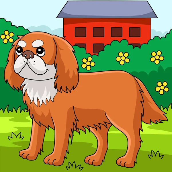 Cartoon Clipart Shows King Charles Spaniel Dog Illustration — Stockový vektor