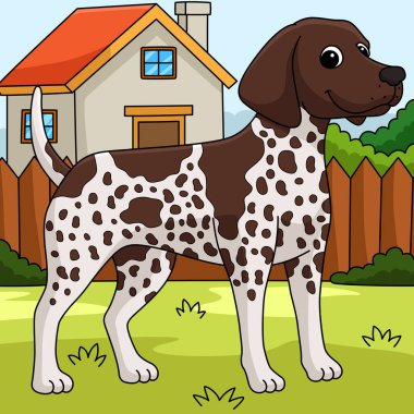 This cartoon clipart shows a German Shorthaired Pointer Dog illustration.