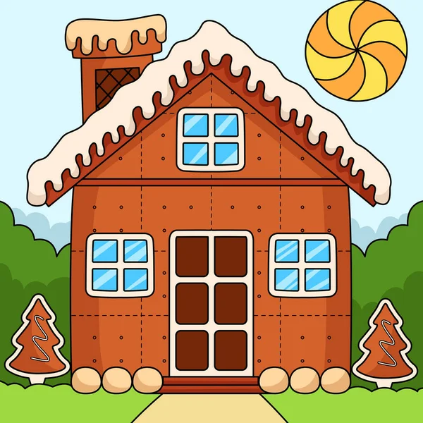 Cartoon Clipart Shows Christmas Gingerbread House Illustration — Wektor stockowy