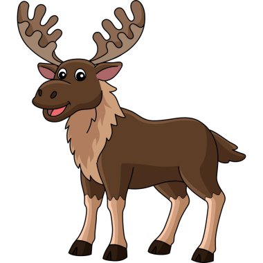  This cartoon clipart shows a Moose Animal illustration.