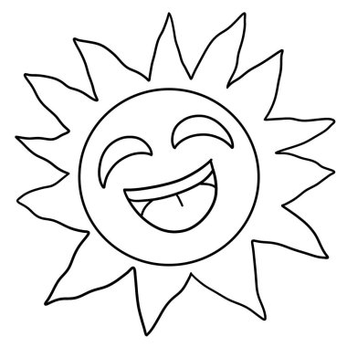A cute and funny coloring page of a happy sun. Provides hours of coloring fun for children. Color, this page is very easy. Suitable for little kids and toddlers.