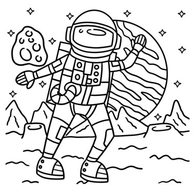A cute and funny coloring page of an Astronaut In Space. Provides hours of coloring fun for children. Color, this page is very easy. Suitable for little kids and toddlers.