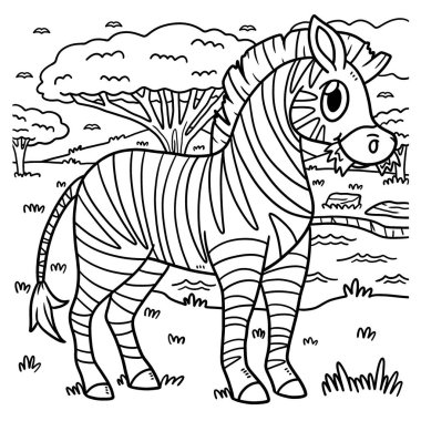Bir zebranın sevimli ve komik renkli sayfası. Çocuklar için saatlerce boyama eğlencesi sağlıyor. Renklendirmek için, bu sayfa çok kolaydır. Küçük çocuklar ve yeni yürümeye başlayanlar için uygun..
