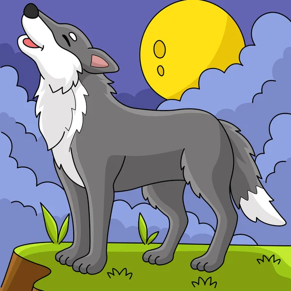 Cartoon Clipart Shows Wolf Animal Illustration — Vettoriale Stock