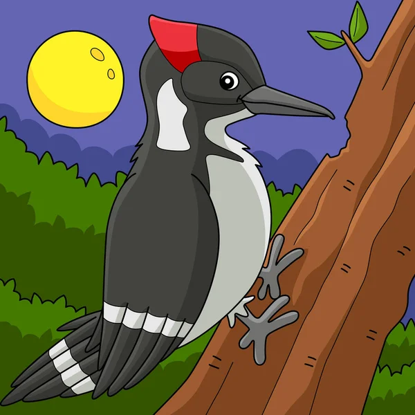 Cartoon Clipart Shows Woodpecker Bird Animal Illustration — Wektor stockowy