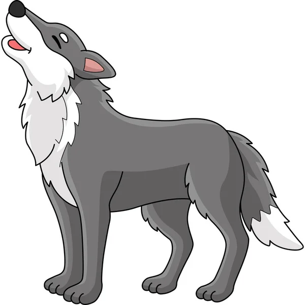 Cartoon Clipart Shows Wolf Animal Illustration — 스톡 벡터