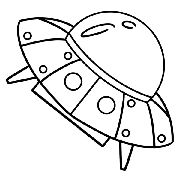 Симпатичная Смешная Раскраска Космического Корабля Нло Обеспечивает Детям Часы Раскрашивания — стоковый вектор