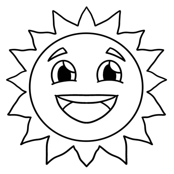 Cute Funny Coloring Page Happy Sun Provides Hours Coloring Fun — Vector de stock