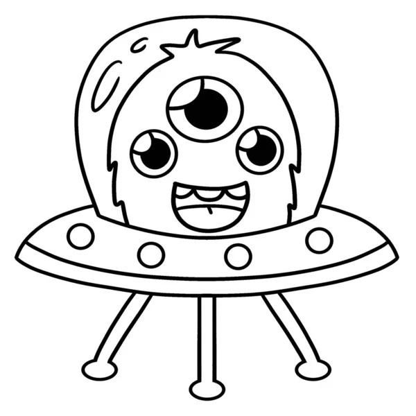 Cute Funny Coloring Page Ufo Alien Space Provides Hours Coloring —  Vetores de Stock