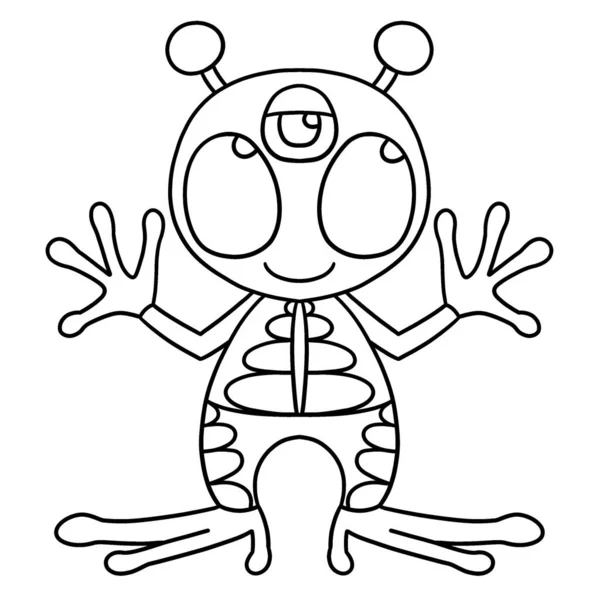 Cute Funny Coloring Page Ufo Alien Space Provides Hours Coloring — ストックベクタ