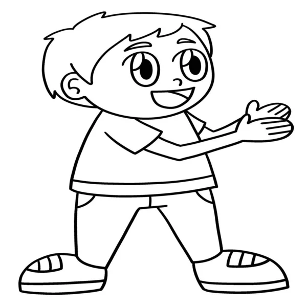 Cute Funny Coloring Page Happy Boy Provides Hours Coloring Fun — Stok Vektör