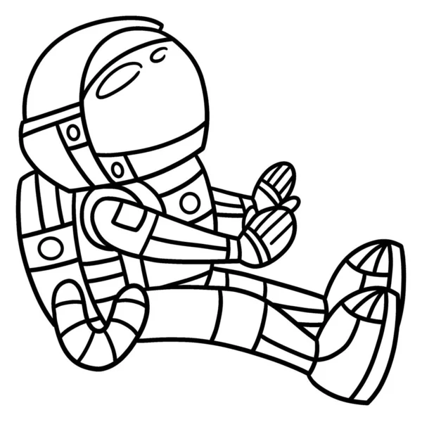 Cute Funny Coloring Page Sitting Astronaut Provides Hours Coloring Fun — Stok Vektör