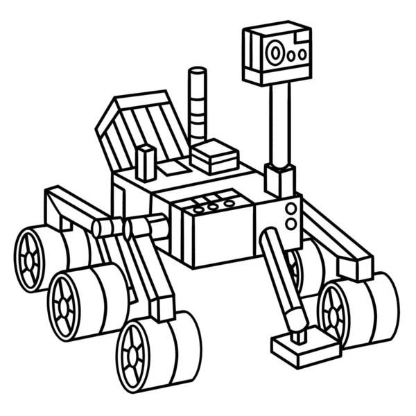 Cute Funny Coloring Page Curiosity Mars Rover Provides Hours Coloring — Vetor de Stock