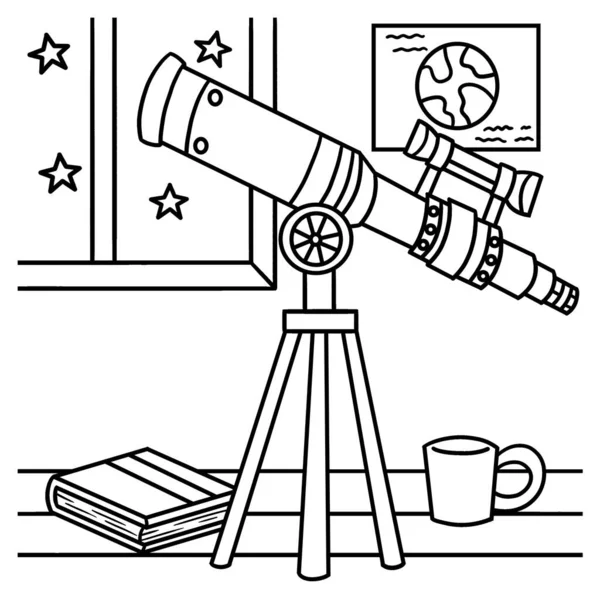 Cute Funny Coloring Page Telescope Provides Hours Coloring Fun Children — Wektor stockowy