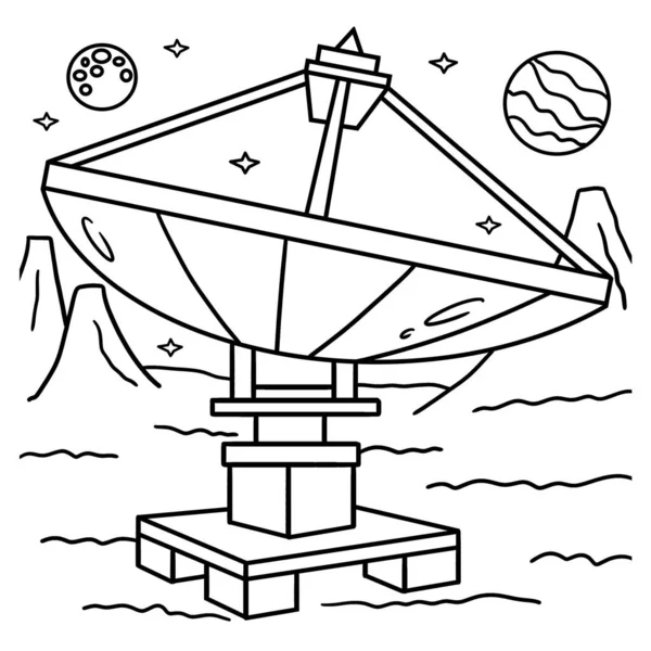 Cute Funny Coloring Page Space Radar Satellite Provides Hours Coloring — Vector de stock