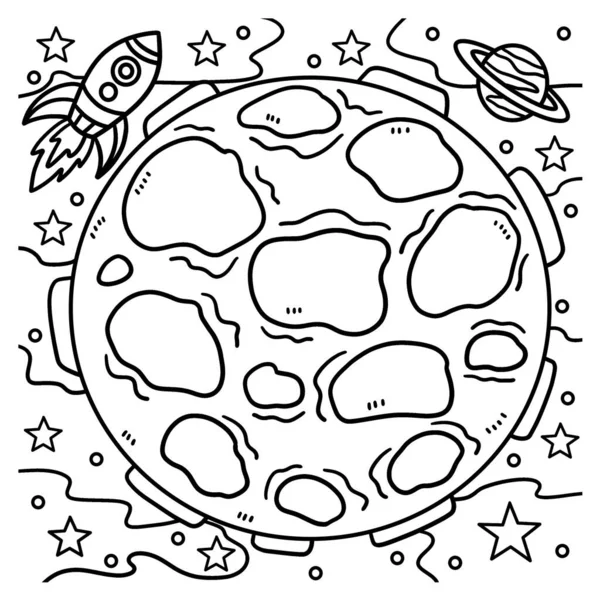 Cute Funny Coloring Page Planet Rocket Ship Provides Hours Coloring — Vector de stock