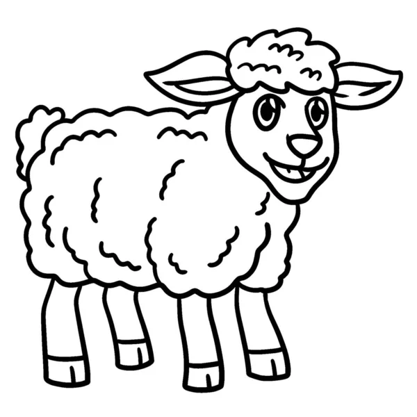 Милая Смешная Страница Раскраски Овцы Обеспечивает Детям Часы Раскрашивания Раскрасить — стоковый вектор