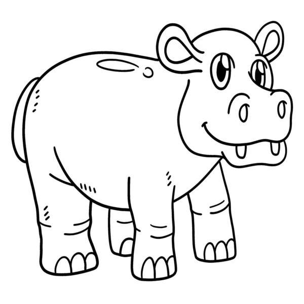 Une Jolie Drôle Page Colorier Hippopotame Fournit Des Heures Plaisir — Image vectorielle