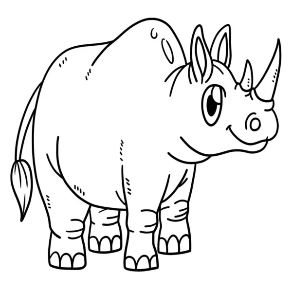 Une Coloriage Mignonne Drôle Rhinocéros Fournit Des Heures Plaisir Coloration — Image vectorielle