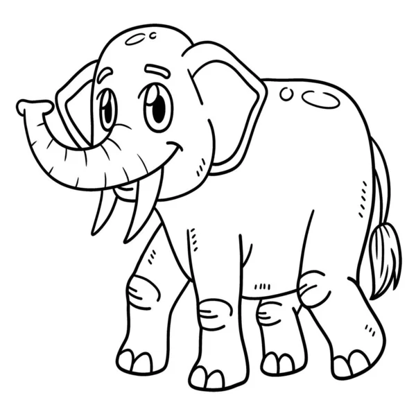 Μια Χαριτωμένη Και Αστεία Σελίδα Χρωματισμού Ενός Ελέφαντα Παρέχει Ώρες — Διανυσματικό Αρχείο