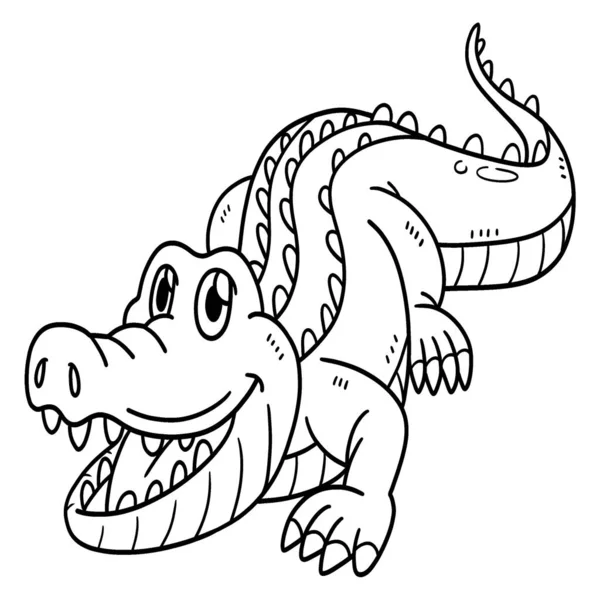 Cute Funny Coloring Page Crocodile Provides Hours Coloring Fun Children — Stock Vector