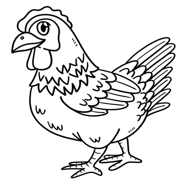 Una Página Para Colorear Lindo Divertido Pollo Proporciona Horas Diversión — Vector de stock