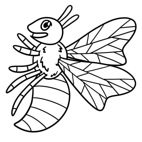 Sebuah Halaman Pewarnaan Lucu Dan Lucu Dari Lebah Menyediakan Jam - Stok Vektor