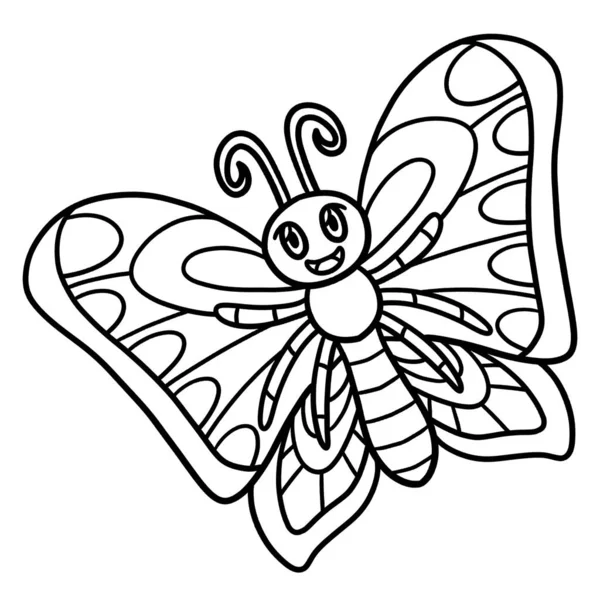Bir Kelebeğin Sevimli Komik Renkli Sayfası Çocuklar Için Saatlerce Boyama — Stok Vektör