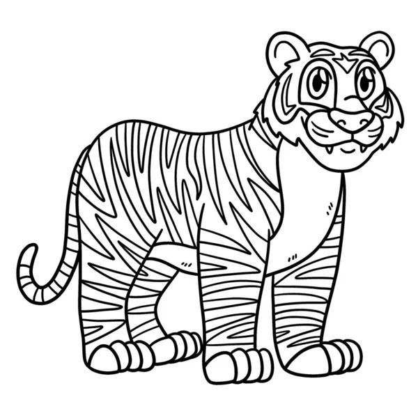 Egy Tigris Aranyos Vicces Színező Oldala Több Órányi Színező Szórakozást — Stock Vector