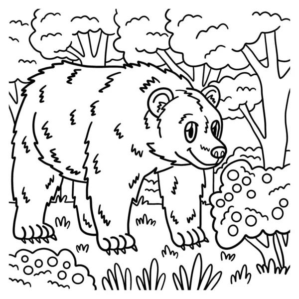 Cute Funny Coloring Page Bear Provides Hours Coloring Fun Children — 图库矢量图片