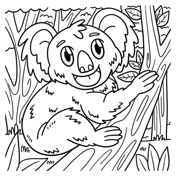 Una Pagina Colorare Carina Divertente Koala Fornisce Ore Divertimento Colorante — Vettoriale Stock
