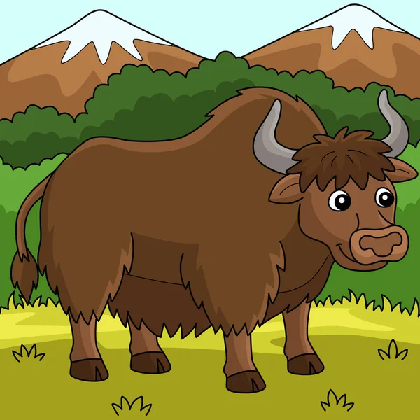 Cartoon Clipart Shows Yak Animal Illustration — Image vectorielle