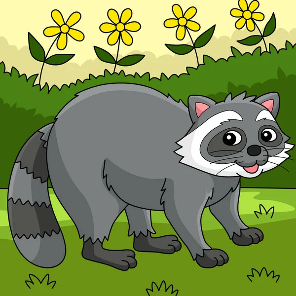 Cartoon Clipart Shows Racoon Animal Illustration — Stok Vektör