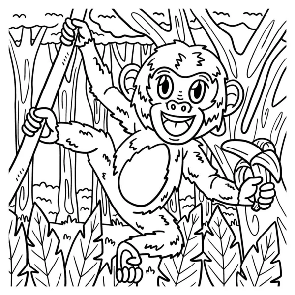 Słodka Zabawna Kolorowanka Małpy Zapewnia Godziny Kolorowanki Zabawy Dla Dzieci — Wektor stockowy