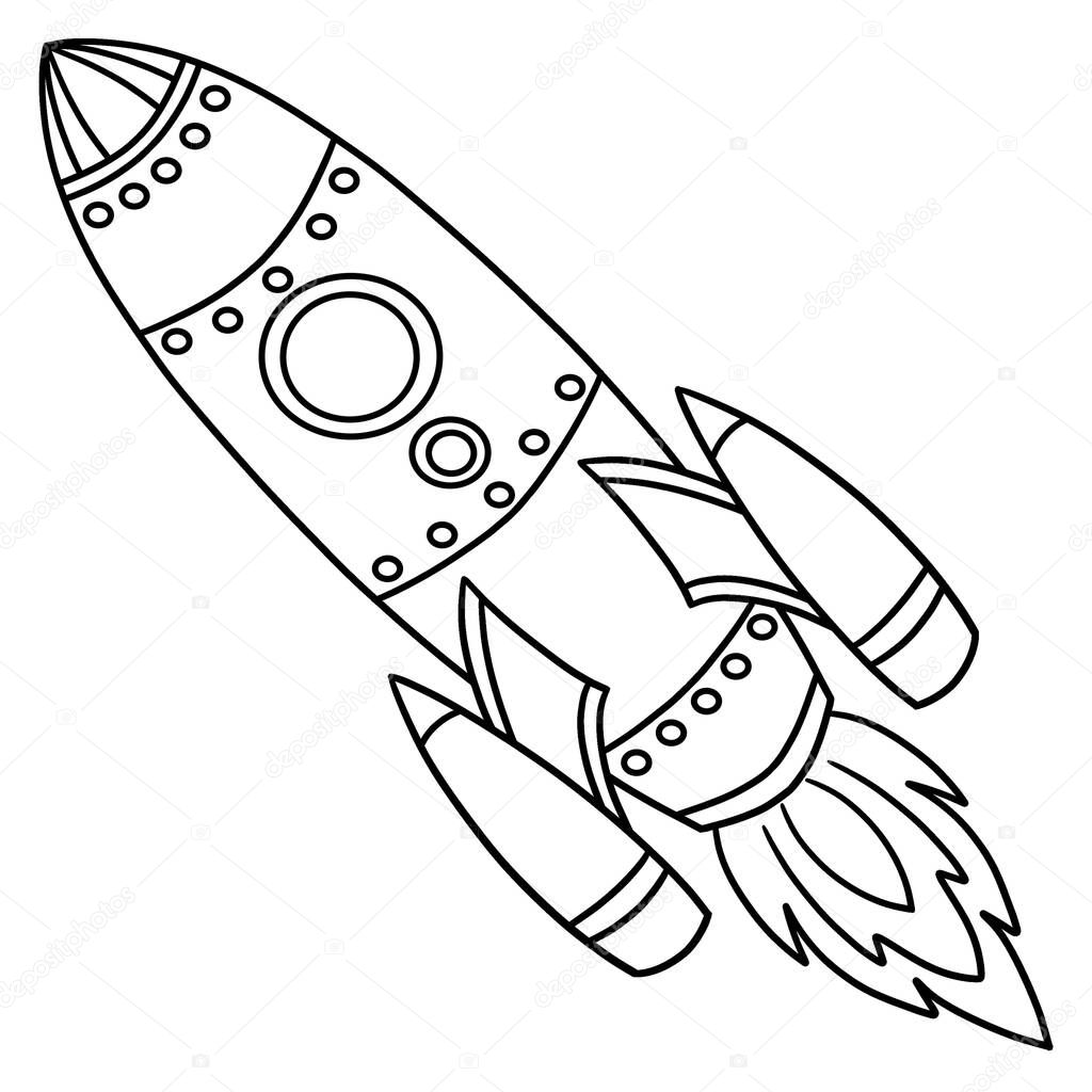 A cute and funny coloring page of a Rocket Ship. Provides hours of coloring fun for children. Color, this page is very easy. Suitable for little kids and toddlers.