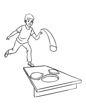 A cute and funny coloring page of Cornhole. Provides hours of coloring fun for children. Color, this page is very easy. Suitable for little kids and toddlers.
